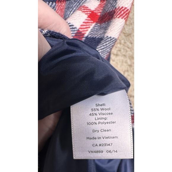 Talbots Wool Blend Mini Skirt Sz 6 P Red White Preppy Academia Blue Plaid Lined - Picture 6 of 11